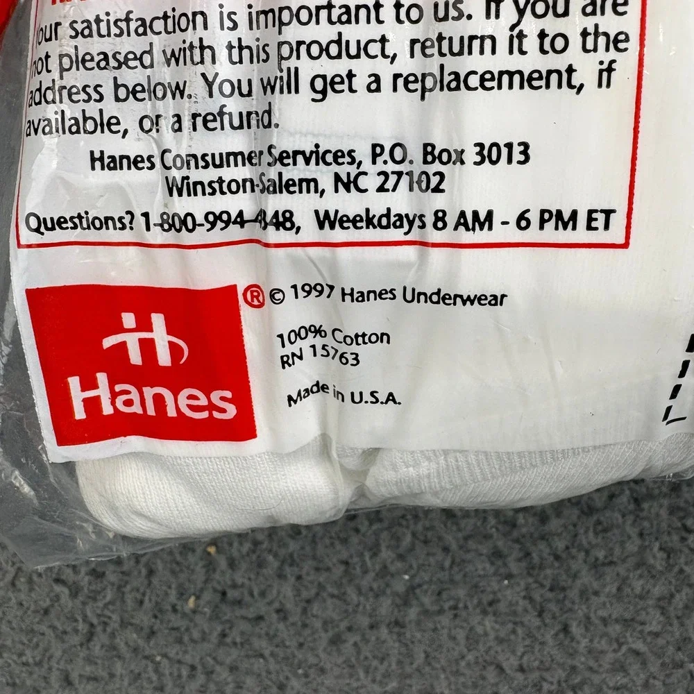 Vintage 1997 Hanes Mens Briefs 6 Pack White 100% Cotton Made in USA Size‎ 36 NEW